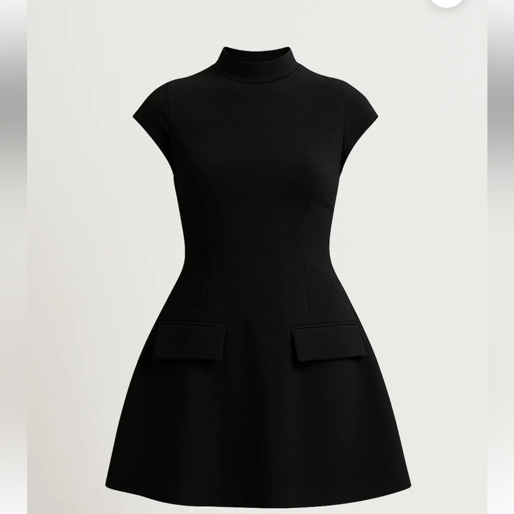 Commense Black Mini Fit-and-Flare Dress